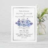 ネイビーエレガントフローラ結婚ズ 招待状 (スタンド正面)