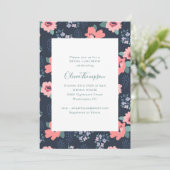ネイビーエレガントブルカントリーフローラブライダルルンチョン 招待状 (スタンド正面)