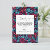ネイビーエレガントブルゴーニュフローラ水彩色 サンキューカード (スタンド正面)