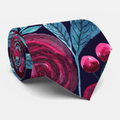ネイビーエレガントブルゴーニュフローラ水彩色 ネクタイ (ロール)