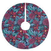 ネイビーエレガントブルゴーニュフローラ水彩色 ブラッシュドポリエステルツリースカート (正面)