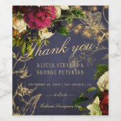 ネイビーエレガントブルゴーニュ金ゴールド結婚タイポグラフィ ワインラベル (シングルラベル)