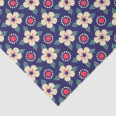 ネイビーエレガントブルーとクリームの花 薄葉紙 (詳細)