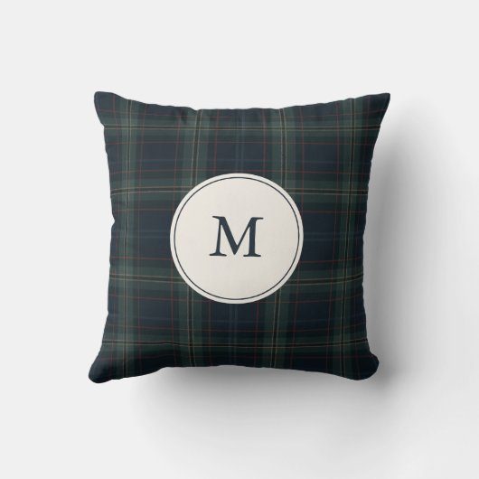 ネイビーエレガントブルーとグリーンプライドのモノグラム クッション (裏面)