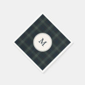 ネイビーエレガントブルーとグリーンプライドのモノグラム スタンダードカクテルナプキン (角)