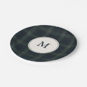 ネイビーエレガントブルーとグリーンプライドのモノグラム ペーパープレート (アングル)