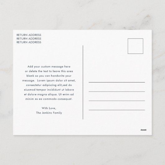 ネイビーエレガントブルーとグリーンプライド写真クリスマス シーズンポストカード (裏面)