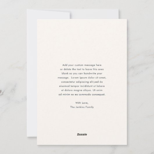 ネイビーエレガントブルーとグリーンプレイドクリスマス シーズンカード (裏面)