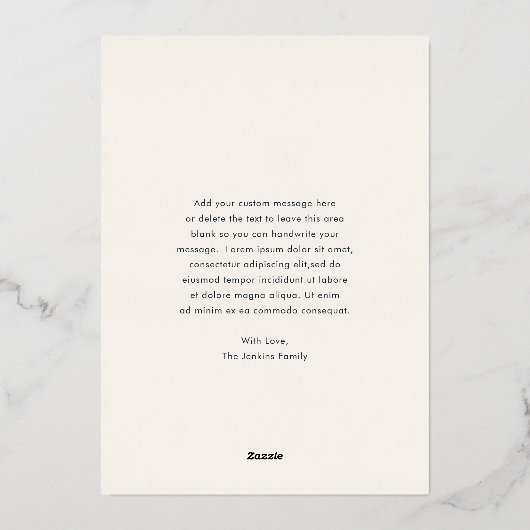 ネイビーエレガントブルーとグリーンプレイドクリスマス 箔シーズンカード (裏面)