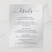 ネイビーエレガントブルーとシルバーの結婚詳細 エンクロージャーカード (正面)