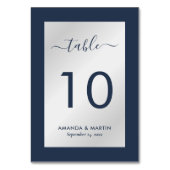 ネイビーエレガントブルーとシルバー結婚ズ テーブルナンバー (正面)