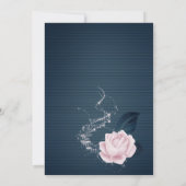 ネイビーエレガントブルーとピンクの花結婚類 招待状 (裏面)