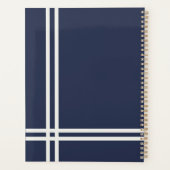 ネイビーエレガントブルーとホワイトのストライプデザイン プランナー手帳 (裏面)