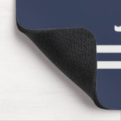 ネイビーエレガントブルーとホワイトのストライプデザイン マウスパッド (コーナー)