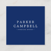 ネイビーエレガントブルーとホワイトのミニマル スクエア名刺 (正面)