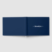 ネイビーエレガントブルーとホワイトの名前をカスタムする文字 ゲストブック (全面)