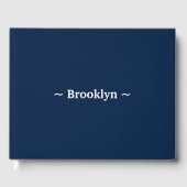 ネイビーエレガントブルーとホワイトの名前をカスタムする文字 ゲストブック (正面)