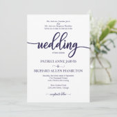 ネイビーエレガントブルーとホワイトクラシックの結婚 招待状 (スタンド正面)