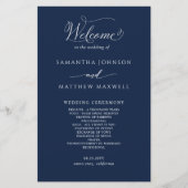 ネイビーエレガントブルーとホワイト結婚式 プログラム (正面)