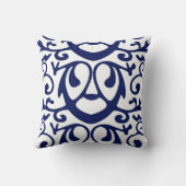 ネイビーエレガントブルーとホワイト装飾用クッション クッション (裏面)