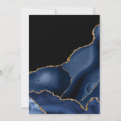 ネイビーエレガントブルーと金ゴールドグリッターアゲート結婚ズ 招待状 (裏面)