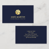 ネイビーエレガントブルーと金ゴールドピックボールのコーチ 名刺 (正面/裏面)