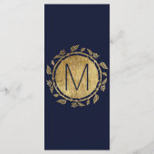 ネイビーエレガントブルーと金ゴールドフローラ結婚式 プログラム (裏面)