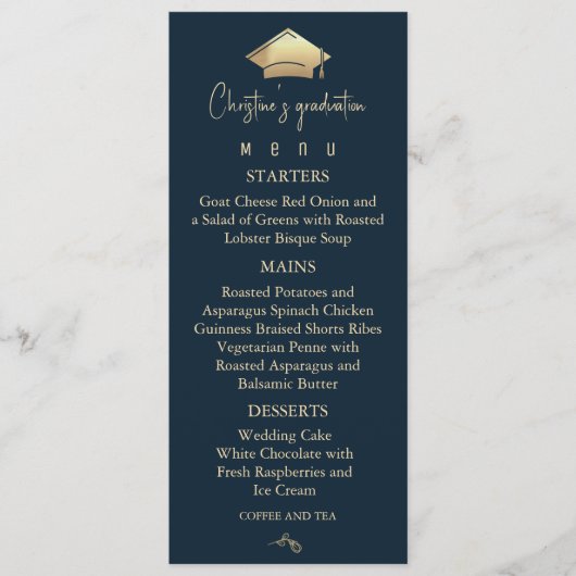 ネイビーエレガントブルーと金ゴールド卒業 メニュー (正面)