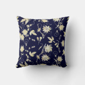 ネイビーエレガントブルーに金ゴールドの情熱の花 クッション (裏面)