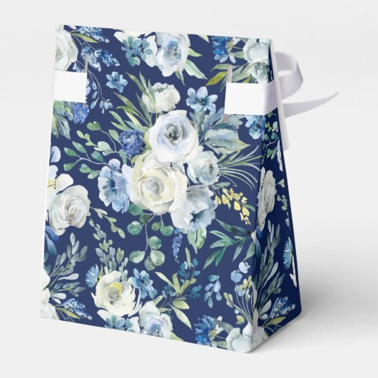 ネイビーエレガントブルーのフローラが私の花嫁になる フェイバーボックス (裏面サイド)