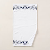 ネイビーエレガントブルーの渦巻きレース バスタオルセット (ハンドタオル)