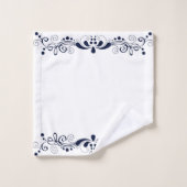 ネイビーエレガントブルーの渦巻きレース バスタオルセット (ウォッシュタオル)