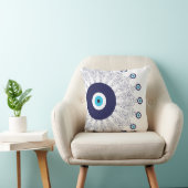 ネイビーエレガントブルーアクアエブティックアイボホシックマンダラ クッション (椅子)