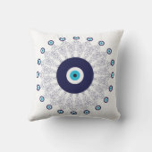 ネイビーエレガントブルーアクアエブティックアイボホシックマンダラ クッション (裏面)