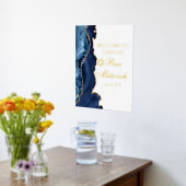 ネイビーエレガントブルーアゲートバー(ユダヤ教の)バル・ミツバーパーティー金ゴールド 箔ポスター (レイダウン (キッチン))