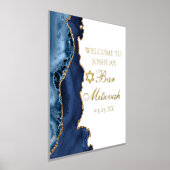 ネイビーエレガントブルーアゲートバー(ユダヤ教の)バル・ミツバーパーティー金ゴールド 箔ポスター (レイダウン)