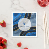 ネイビーエレガントブルーアゲート金ゴールドマーブル結婚ズ スタンダードカクテルナプキン (インサイチュ)