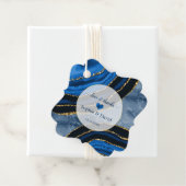 ネイビーエレガントブルーアゲート金ゴールドマーブル結婚ズ フェイバータグ (インサイチュ)