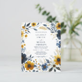 ネイビーエレガントブルーイエロー金ゴールドフローラ結婚ズ (スタンド正面)