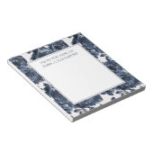 ネイビーエレガントブルーインディゴフローラホワイトからデスク ノートパッド (アングル)