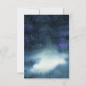 ネイビーエレガントブルーウォーターカラーシルバーグリッター 出欠カード (裏面)