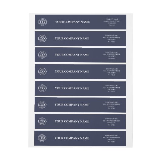 ネイビーエレガントブルーカスタムビジネスロゴブランド ラップアラウンドラベル (シート)