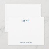 ネイビーエレガントブルーカップルコンテンポラリーモノグラム ノートカード (正面/裏面)