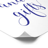 ネイビーエレガントブルーカードとギフト結婚のサイン ポスター (角)