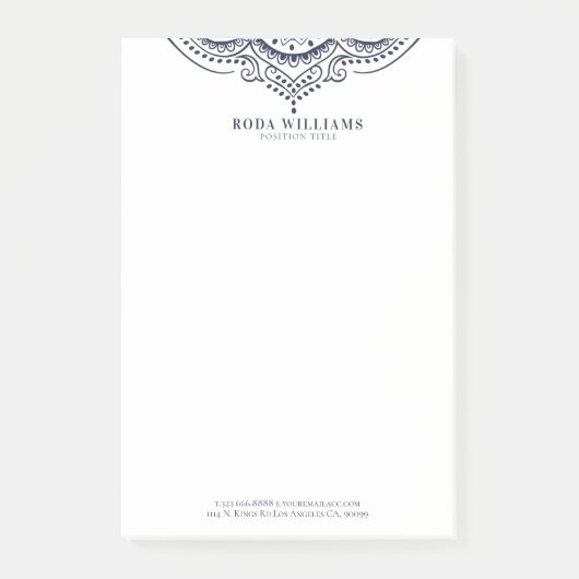 ネイビーエレガントブルーガーリーペイズリーレース ポストイット (正面)