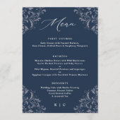 ネイビーエレガントブルークラシックヴィンテージウェディングメニュー メニュー (正面)