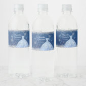 ネイビーエレガントブルークリスマススノーフレークMis Xvアニョス ペットボトルラベル (ボトル)