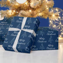 ネイビーエレガントブルークリスマスツリーメリークリスマス