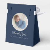 ネイビーエレガントブルークロスフォトボーイ洗礼 フェイバーボックス (裏面サイド)