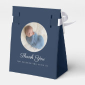 ネイビーエレガントブルークロスフォトボーイ洗礼 フェイバーボックス (裏面サイド)